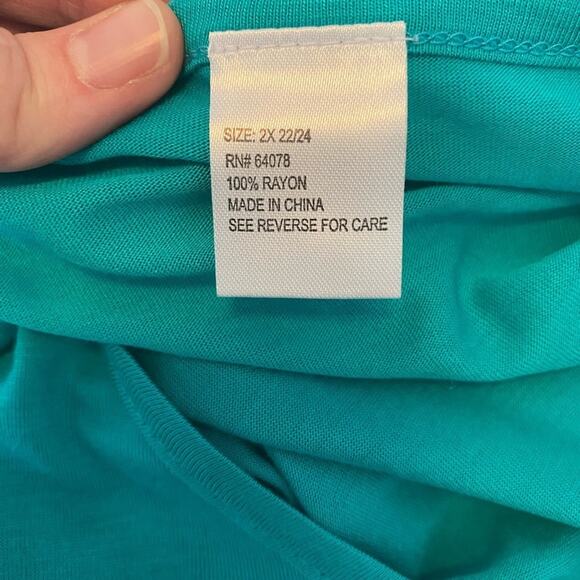 Women’s Plus NWOT 2 PACK Vibrant Purple & Jade Travel Lounge Hi Lo Tunics 2X - Picture 9 of 9